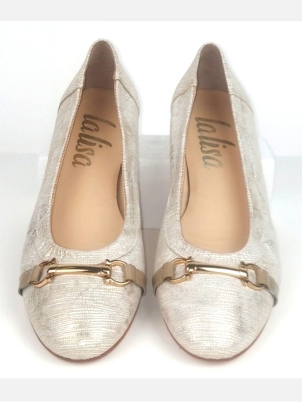 Lalisa Chloe Horsebit Cream Ballet Flats 8.5